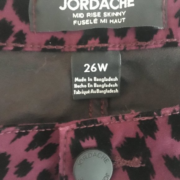 Jordache Jeans Purple Luxe Skinny Cheetah Mid Rise Flocked Black Sz 26W New - Picture 10 of 13